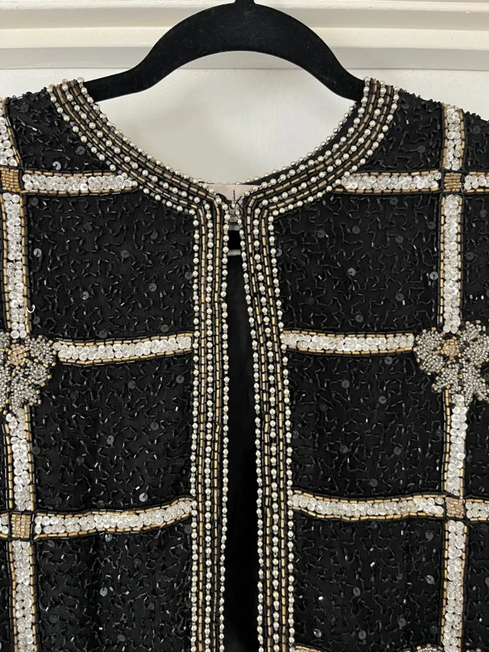 Vintage Embellished Black Sequin Cropped Jacket - Picture 2 of 16